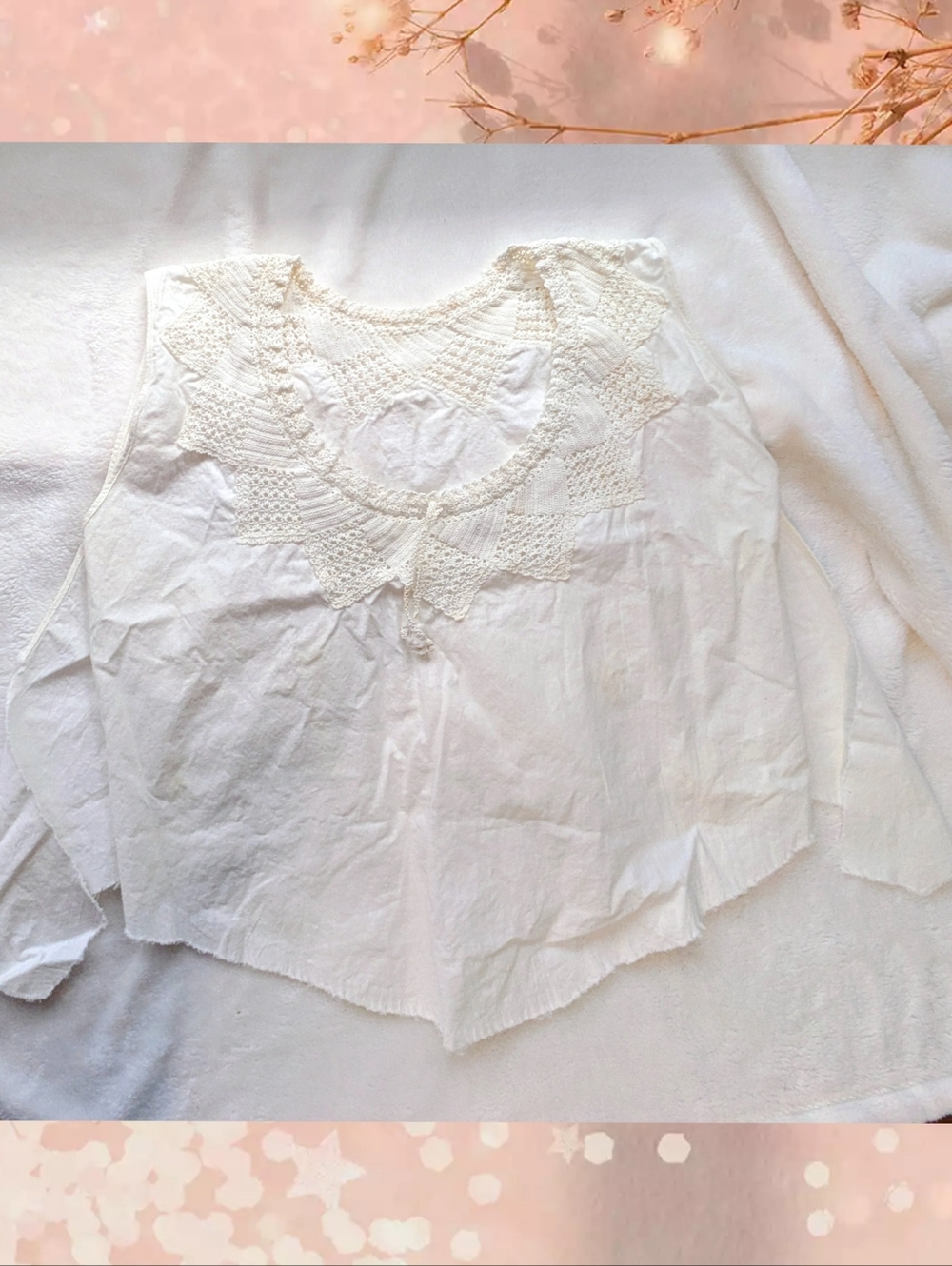 Late 1900s Corset Topper With Crochet Trim